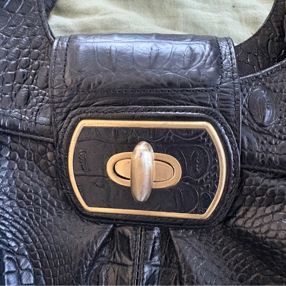 Brahmin Bag black patent alligator leather Gold Hardware - Picture 5 of 14